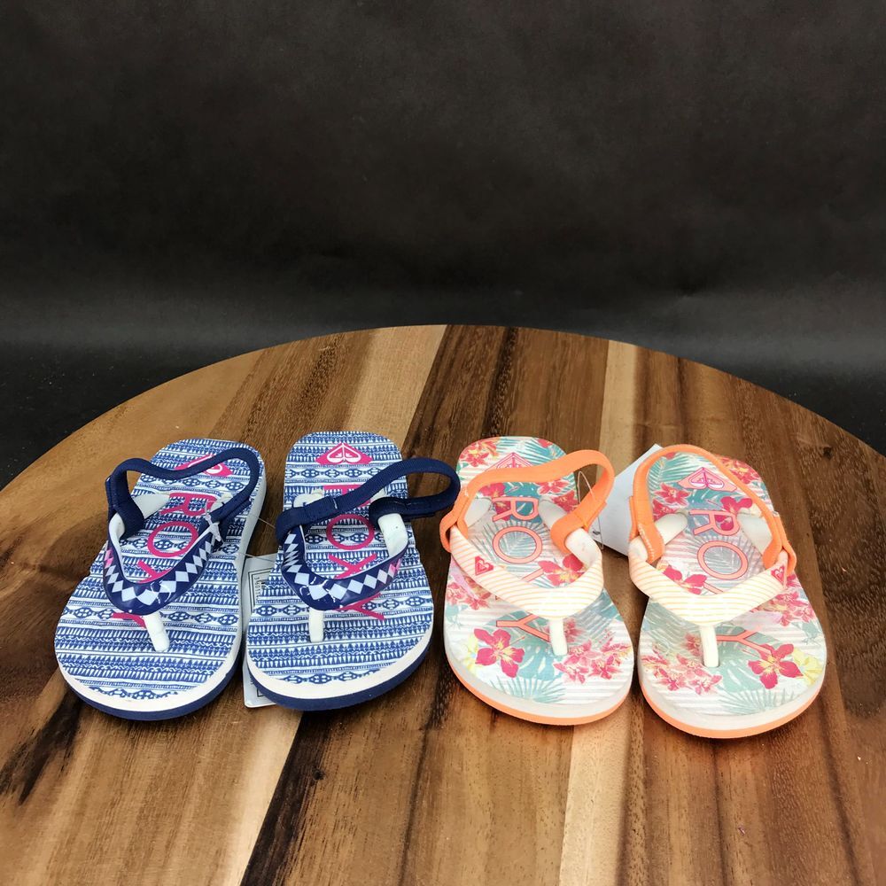 Roxy Multicolor Flip Flops Slip On Slingback Sandals - 2 Pack - Little Kids 6 - Picture 1 of 7